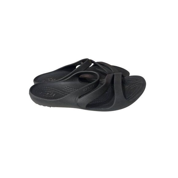 Womens Crocs Black Strappy Sandals Size W8 Lightweight & Comfortable - Picture 3 of 5